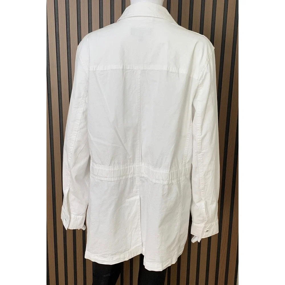 Talbots Plus Women's White Utility Safari Jacket Cotton Blend Button Front 1X - Picture 3 of 9